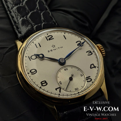 Rare Zenith Officer 18k Gold / Cal. 124 / Vintage 1938 / Military