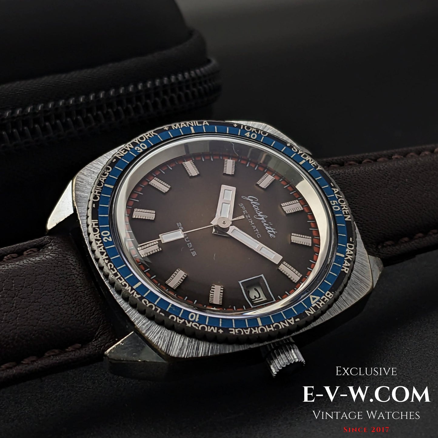 Rare GUB Glashütte SPEZIMATIC WORLD TIME  / 26 RUBIS Automatic cal 75 / Vintage 1960s