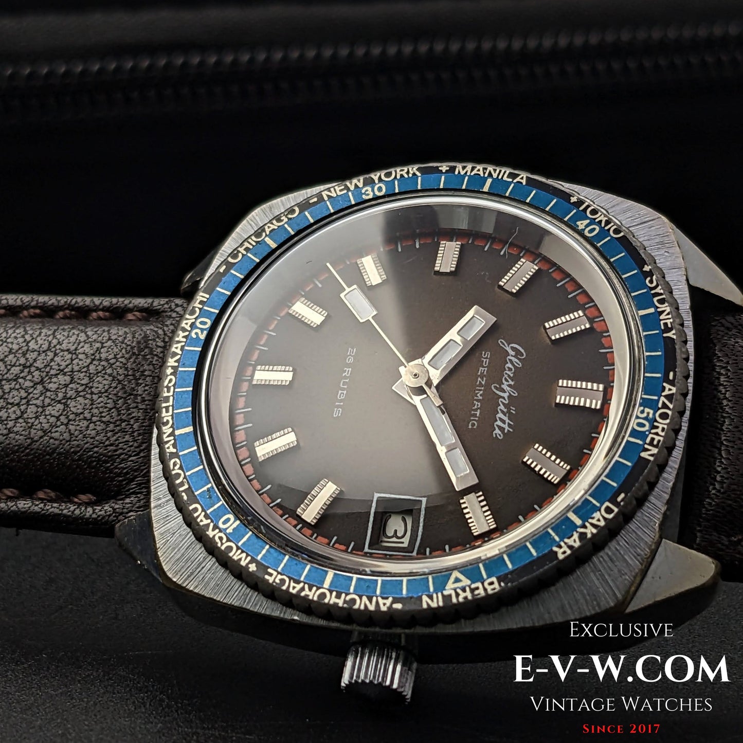 Rare GUB Glashütte SPEZIMATIC WORLD TIME  / 26 RUBIS Automatic cal 75 / Vintage 1960s