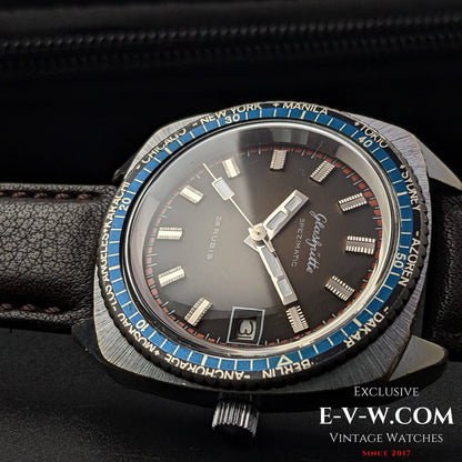 Rare GUB Glashütte SPEZIMATIC WORLD TIME  / 26 RUBIS Automatic cal 75 / Vintage 1960s