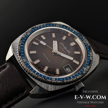 Rare GUB Glashütte SPEZIMATIC WORLD TIME  / 26 RUBIS Automatic cal 75 / Vintage 1960s