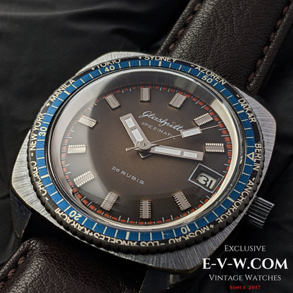 Rare GUB Glashütte SPEZIMATIC WORLD TIME  / 26 RUBIS Automatic cal 75 / Vintage 1960s