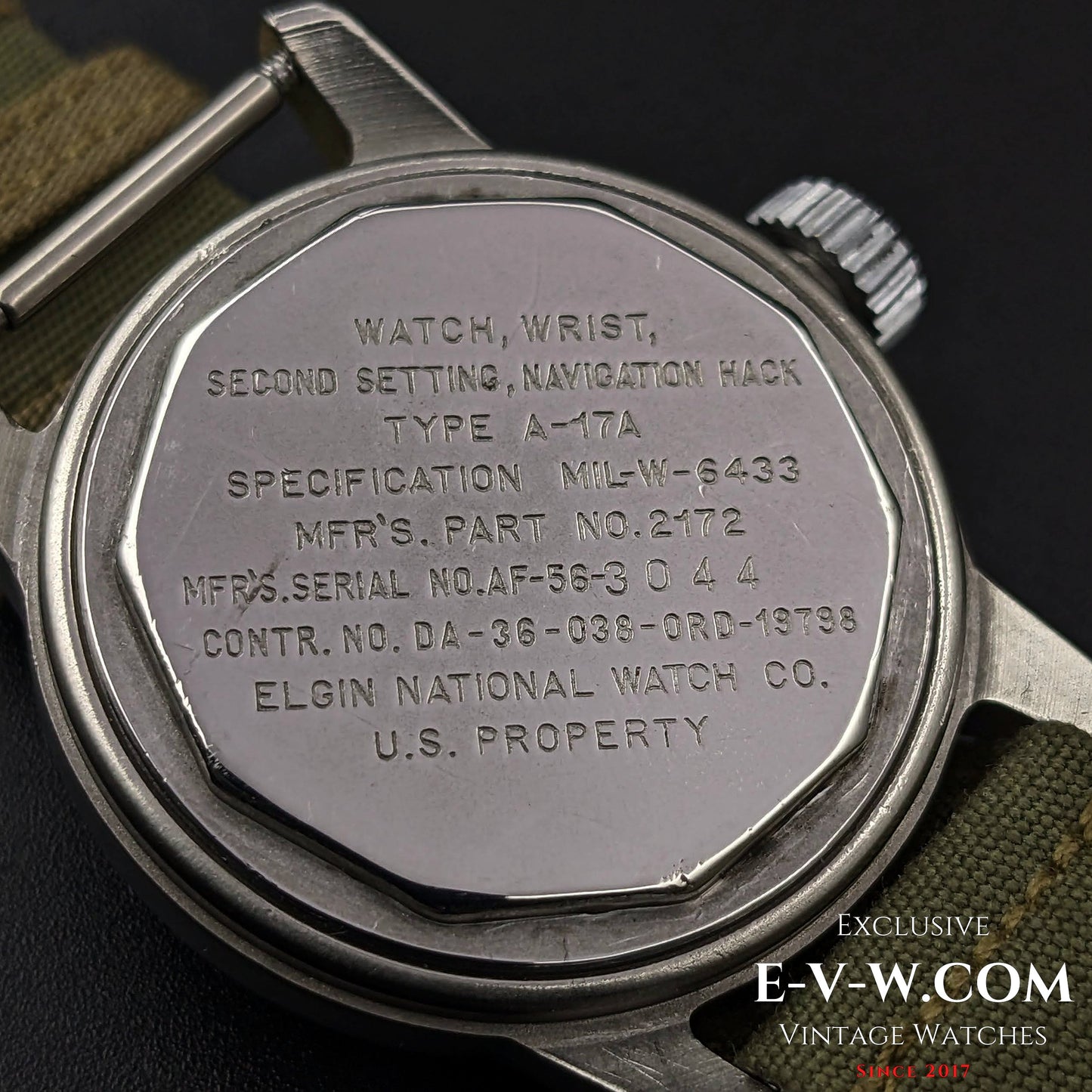 USA Military Elgin A-17 MIL-W-6433 Korean War-era / Cal F4667 Vitage 1951s