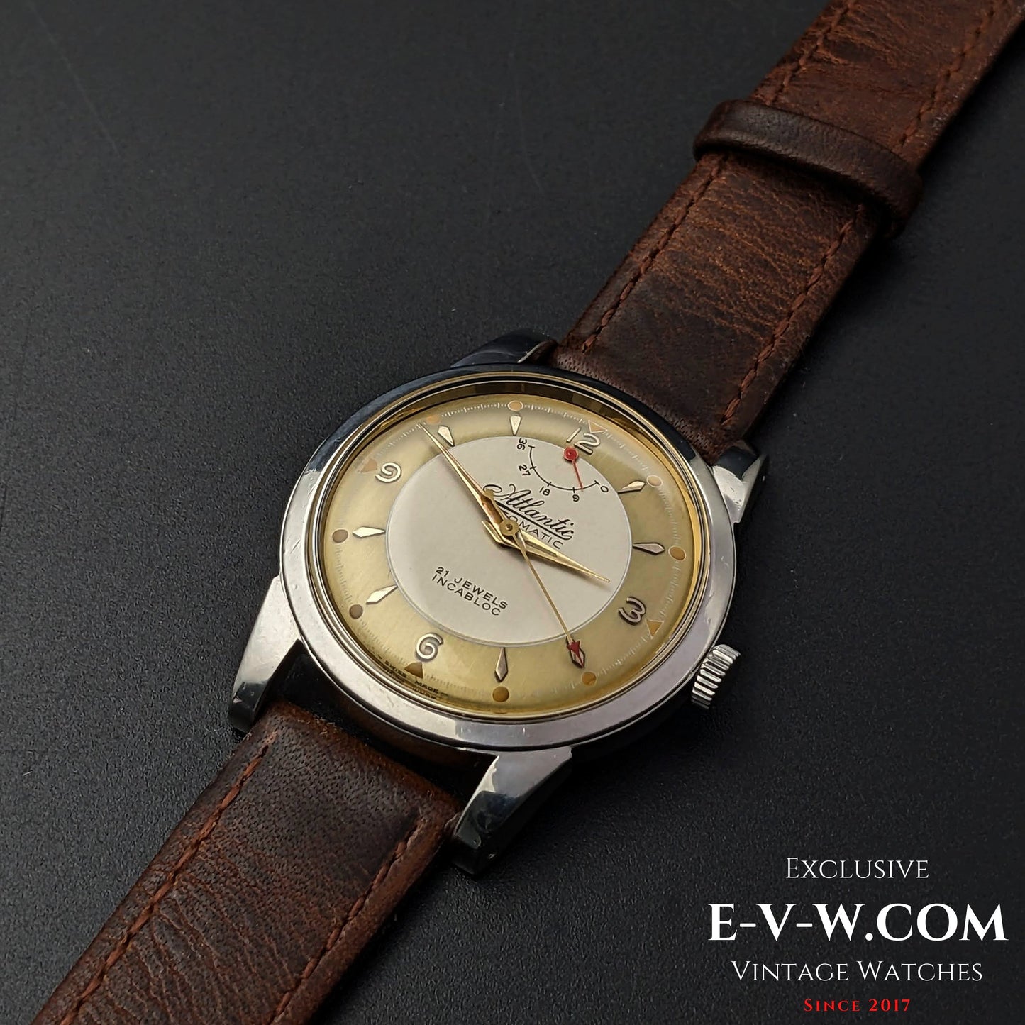 Very Rare Vitnage 1970 Atlantic Automatic / Power Reserve / Two tone Bull's Eye Dial Cal.AS 1382N