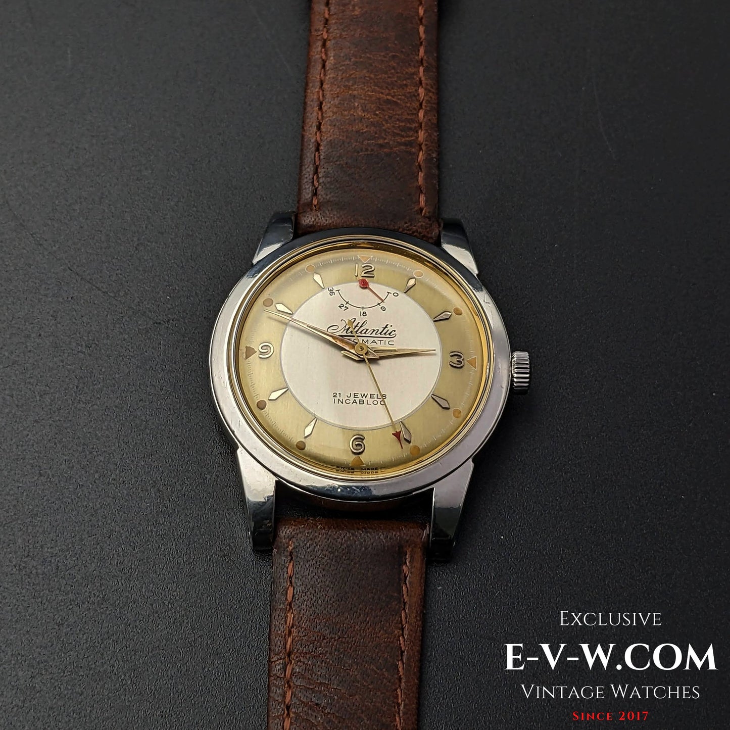 Very Rare Vitnage 1970 Atlantic Automatic / Power Reserve / Two tone Bull's Eye Dial Cal.AS 1382N