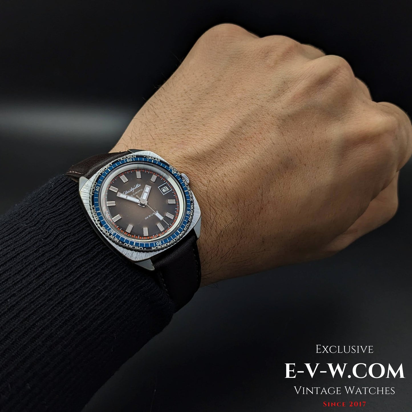 Rare GUB Glashütte SPEZIMATIC WORLD TIME  / 26 RUBIS Automatic cal 75 / Vintage 1960s