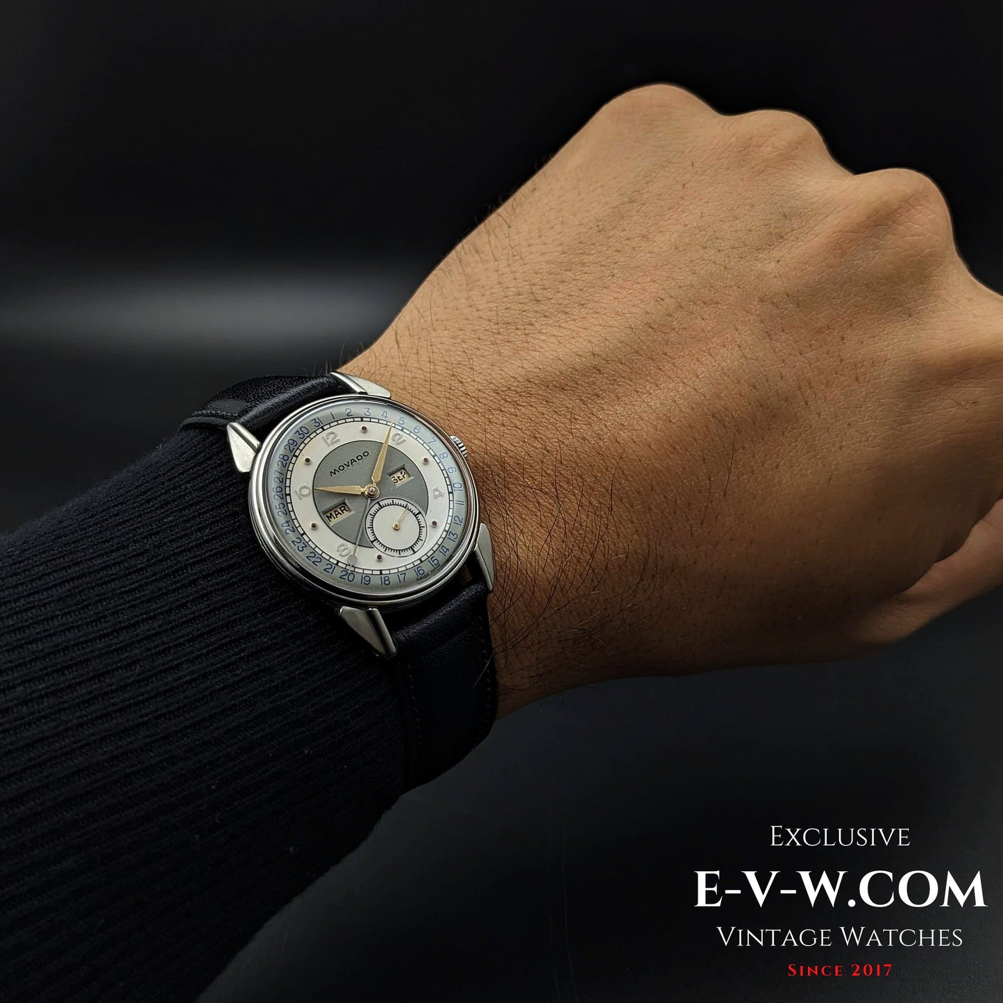 Vintage Movado Triple Calendar / Cal. 475 / Two Tone Dial / Vinatge 1950s