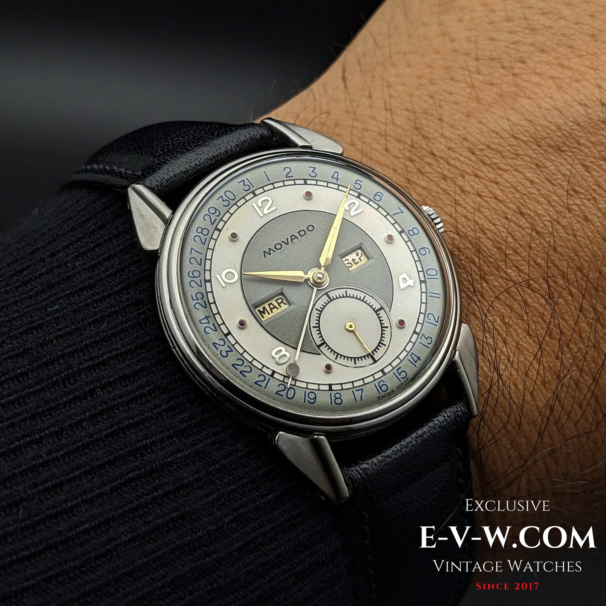 Vintage Movado Triple Calendar / Cal. 475 / Two Tone Dial / Vinatge 1950s