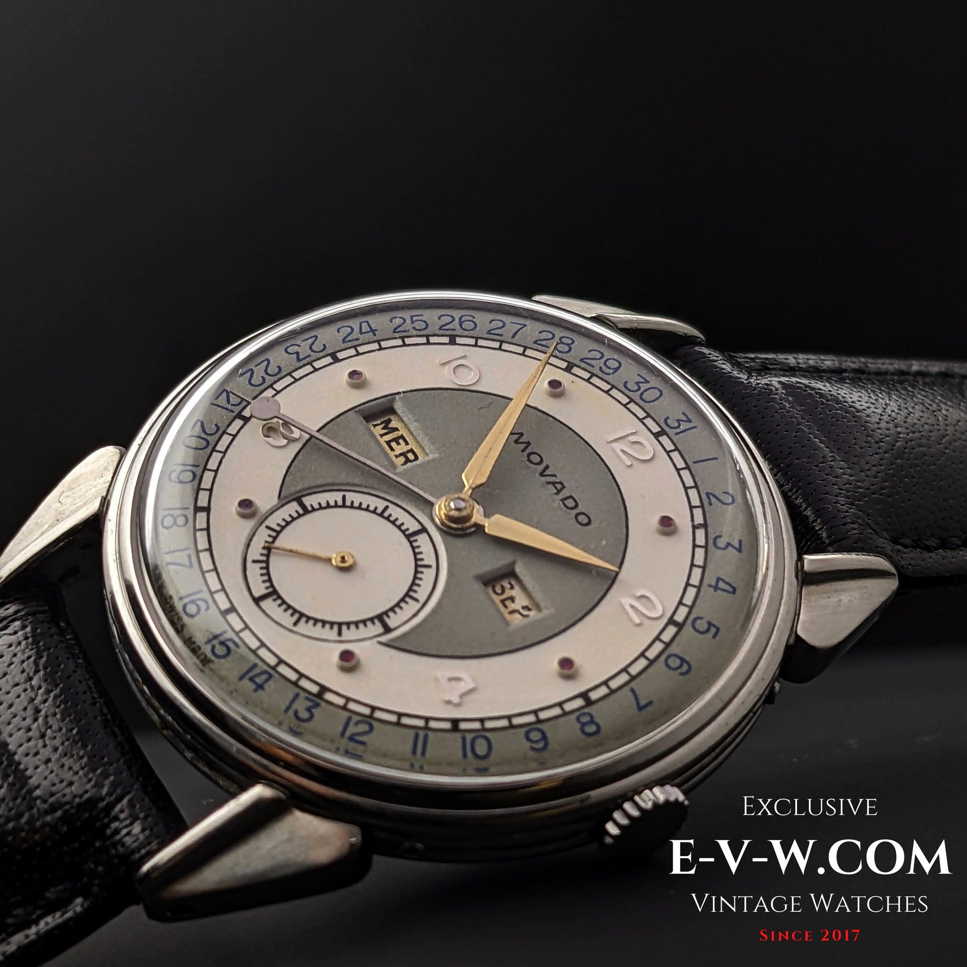 Vintage Movado Triple Calendar / Cal. 475 / Two Tone Dial / Vinatge 1950s