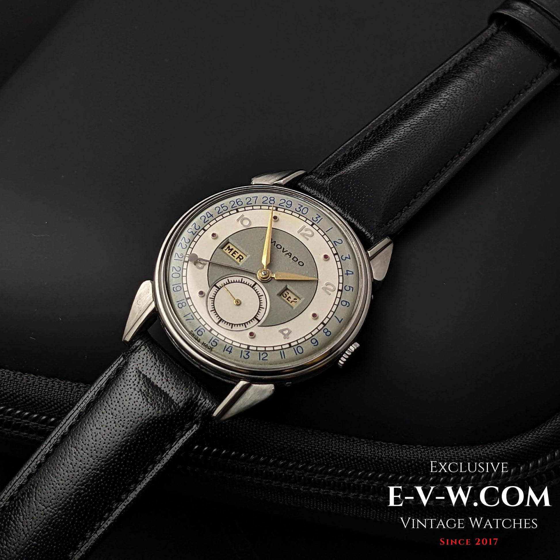Vintage Movado Triple Calendar / Cal. 475 / Two Tone Dial / Vinatge 1950s