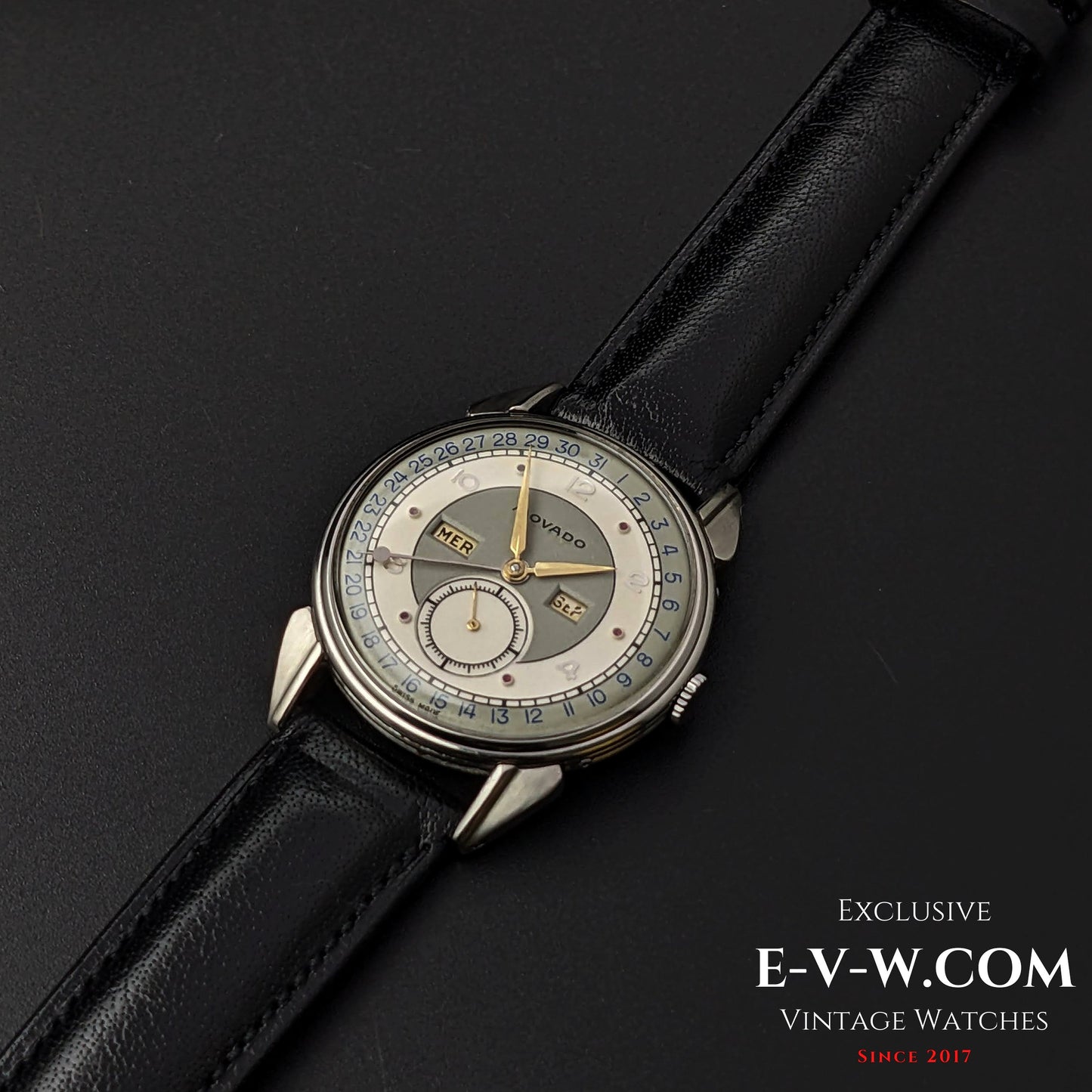 Vintage Movado Triple Calendar / Cal. 475 / Two Tone Dial / Vinatge 1950s