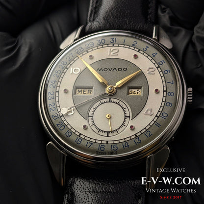 Vintage Movado Triple Calendar / Cal. 475 / Two Tone Dial / Vinatge 1950s