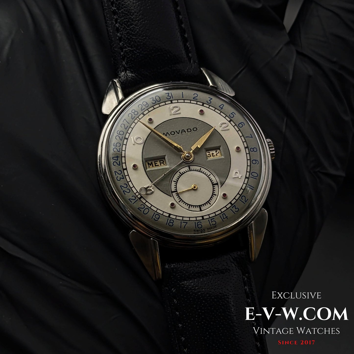 Vintage Movado Triple Calendar / Cal. 475 / Two Tone Dial / Vinatge 1950s