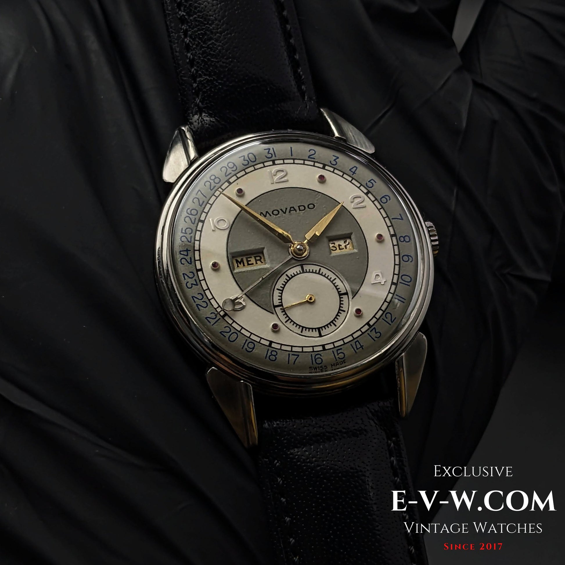 Vintage Movado Triple Calendar / Cal. 475 / Two Tone Dial / Vinatge 1950s