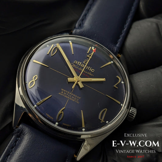 55 Years Old Vintage Atlantic Worldmaster Original Blue / Cal. 969 / Vintage 1970