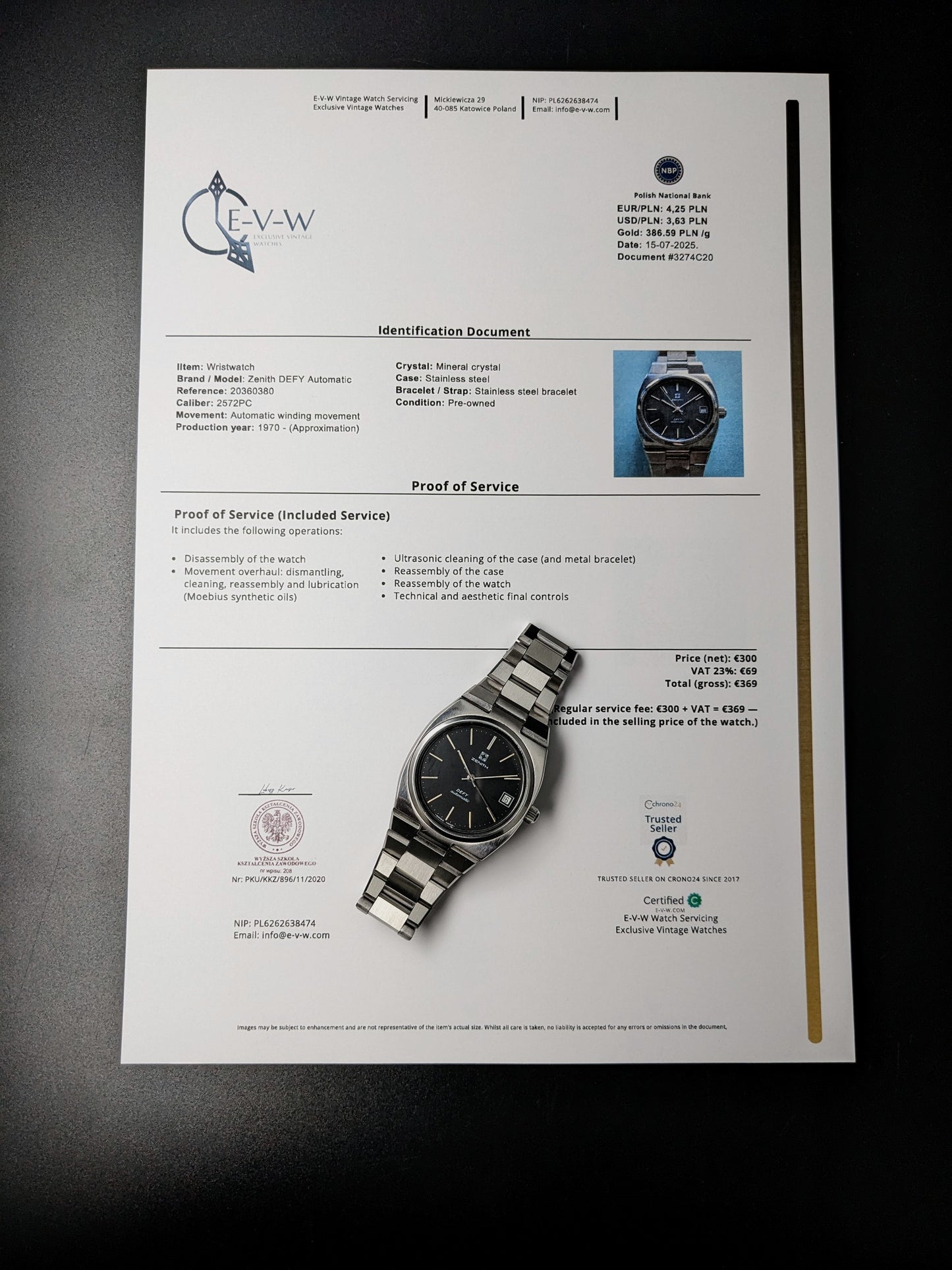 Zenith DEFY Automatic SURF | Ref. 02.0360.380| Cal. 2572PC | Vintage 1970s | Serviced