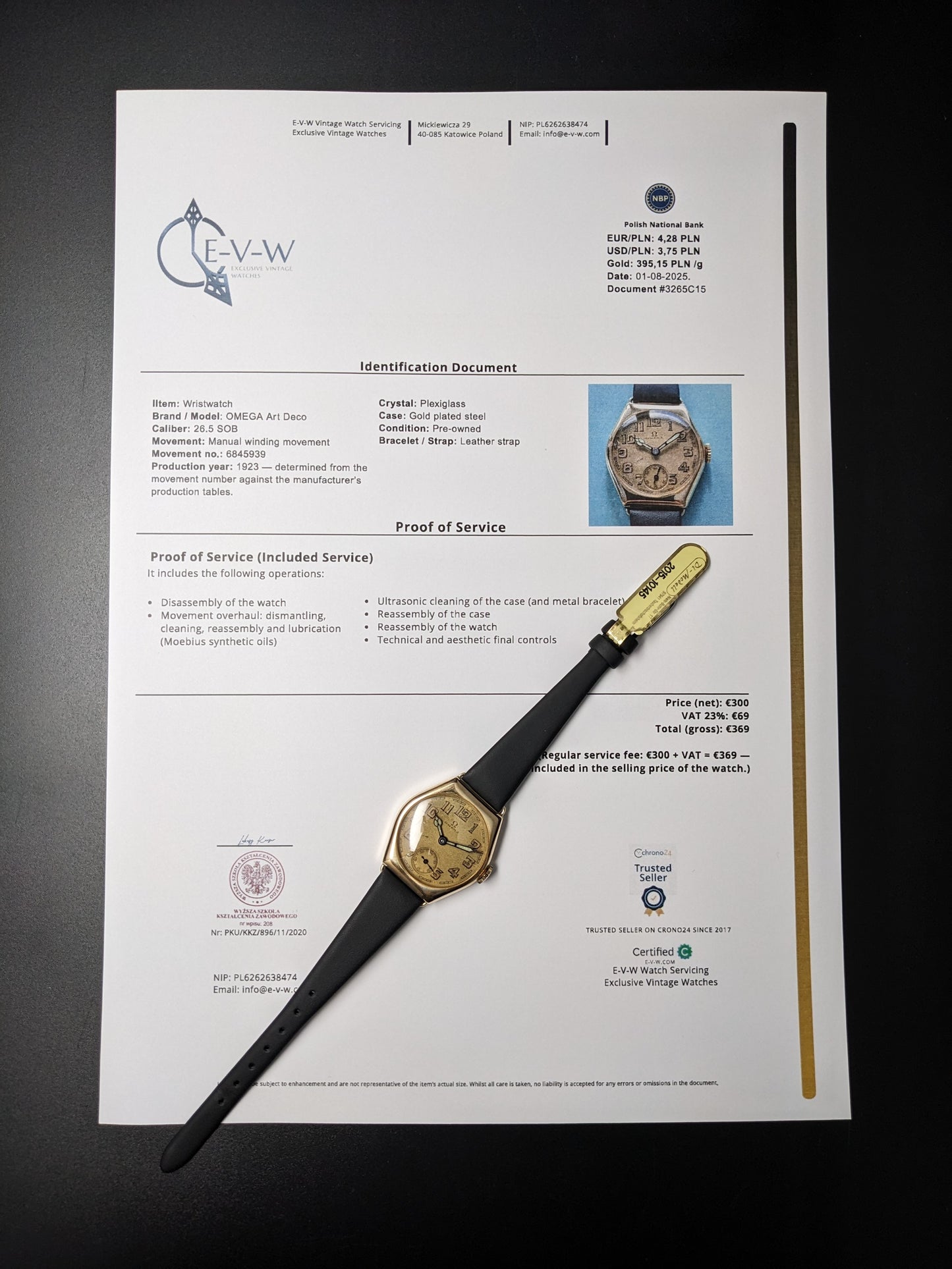 96 Years Old Antique Omega Art Deco Gold Plaqué | Cal. 26.5 SOB | Antique 1929 | Serviced