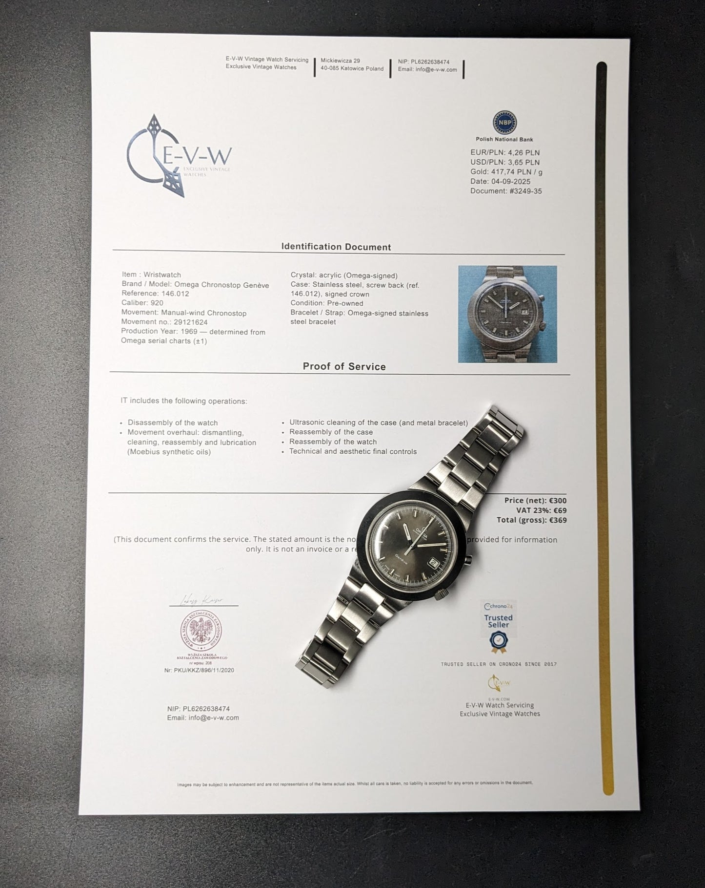 56 Years Old Vintage Omega CHRONOSTOP UFO / Ref. 146012 / Cal. 920 / Vintage 1969 / Serviced