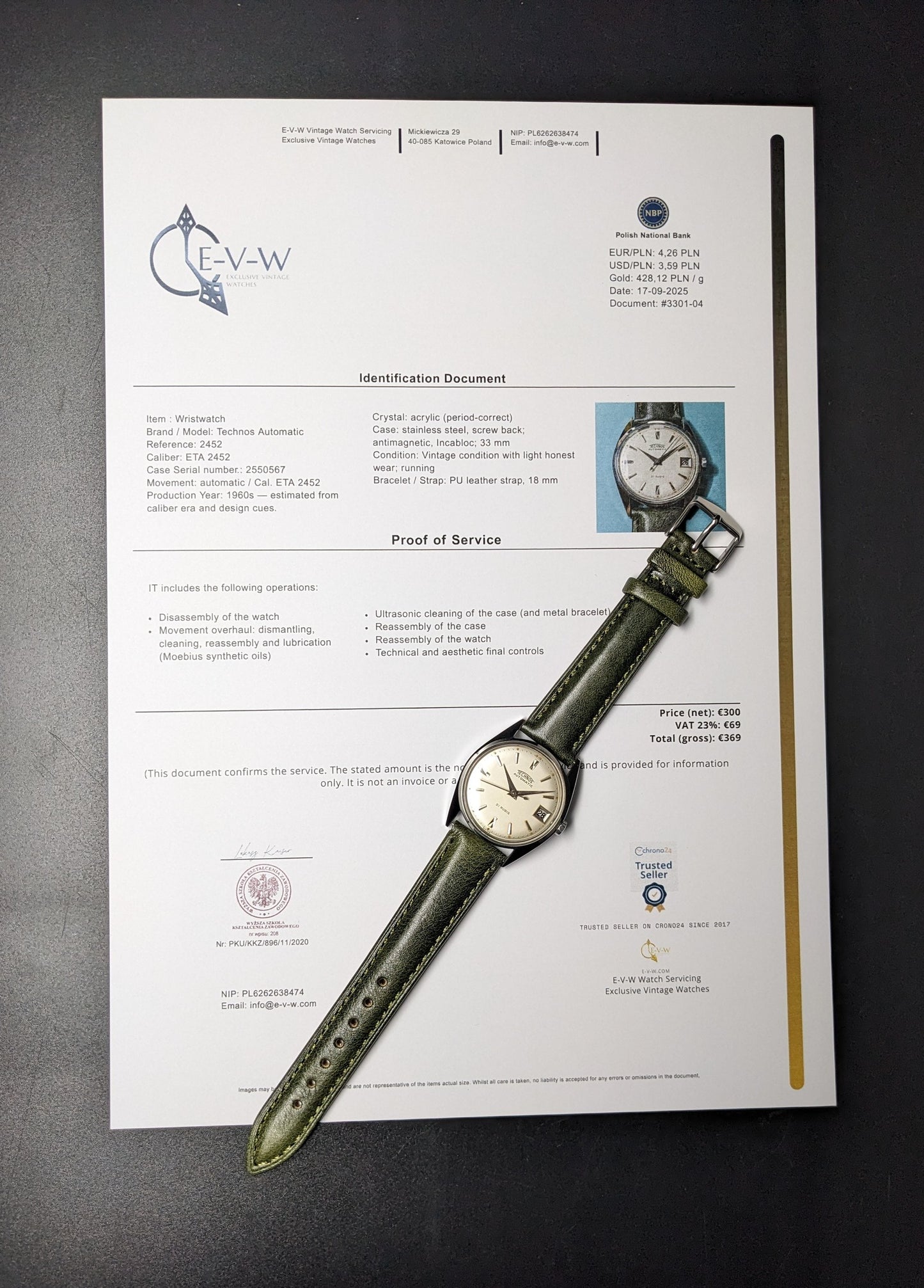 1960s — Technos — Automatic — 2452 — ETA 2452 — Vintage 1960s — Serviced