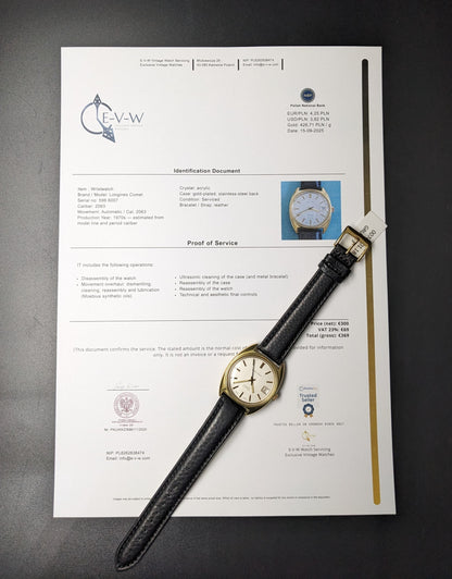 55 Years Old Vintage Longines COMET Automatic / Gold plated / Cal. 2063 / Vintage 1970s/ Serviced
