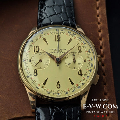 18ct Gold Chronographe Suisse | Jumbo 38mm |  Cal. Landeron 51 | Vintage 1950 | Serviced