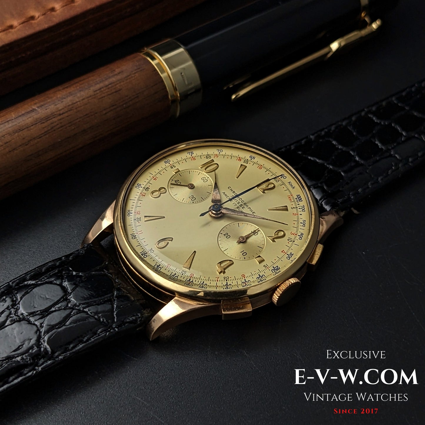 18ct Gold Chronographe Suisse | Jumbo 38mm |  Cal. Landeron 51 | Vintage 1950 | Serviced