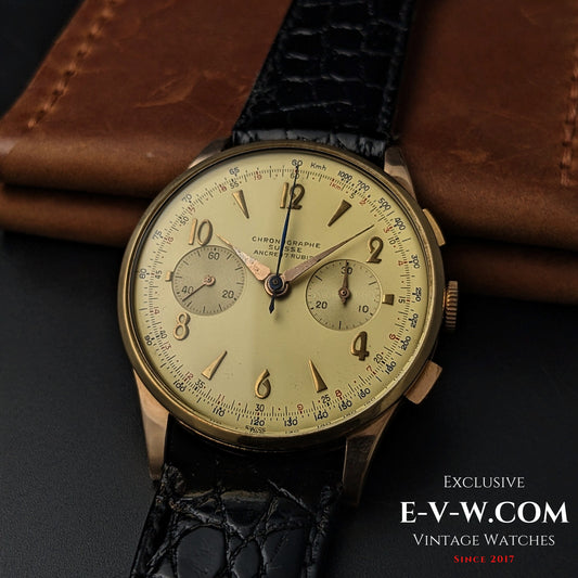 18ct Gold Chronographe Suisse | Jumbo 38mm |  Cal. Landeron 51 | Vintage 1950 | Serviced