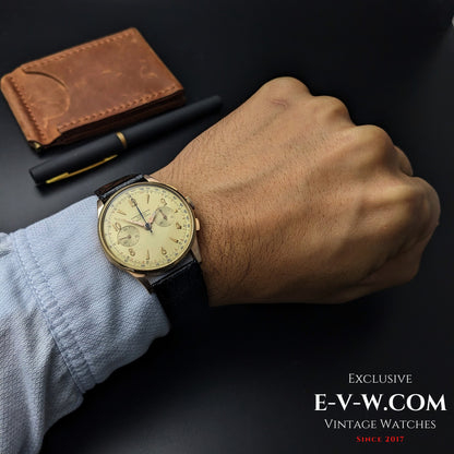 18ct Gold Chronographe Suisse | Jumbo 38mm |  Cal. Landeron 51 | Vintage 1950 | Serviced
