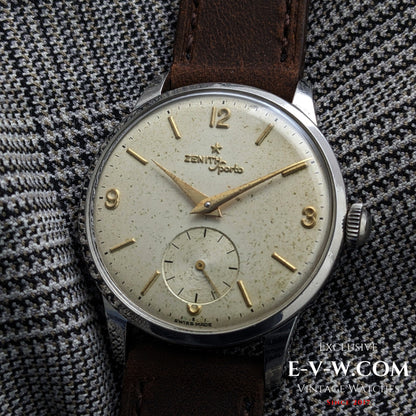 RARE 1950s Zenith Sporto | Cal. 40 | Rare Patented Transparent Dust Cover| Serviced