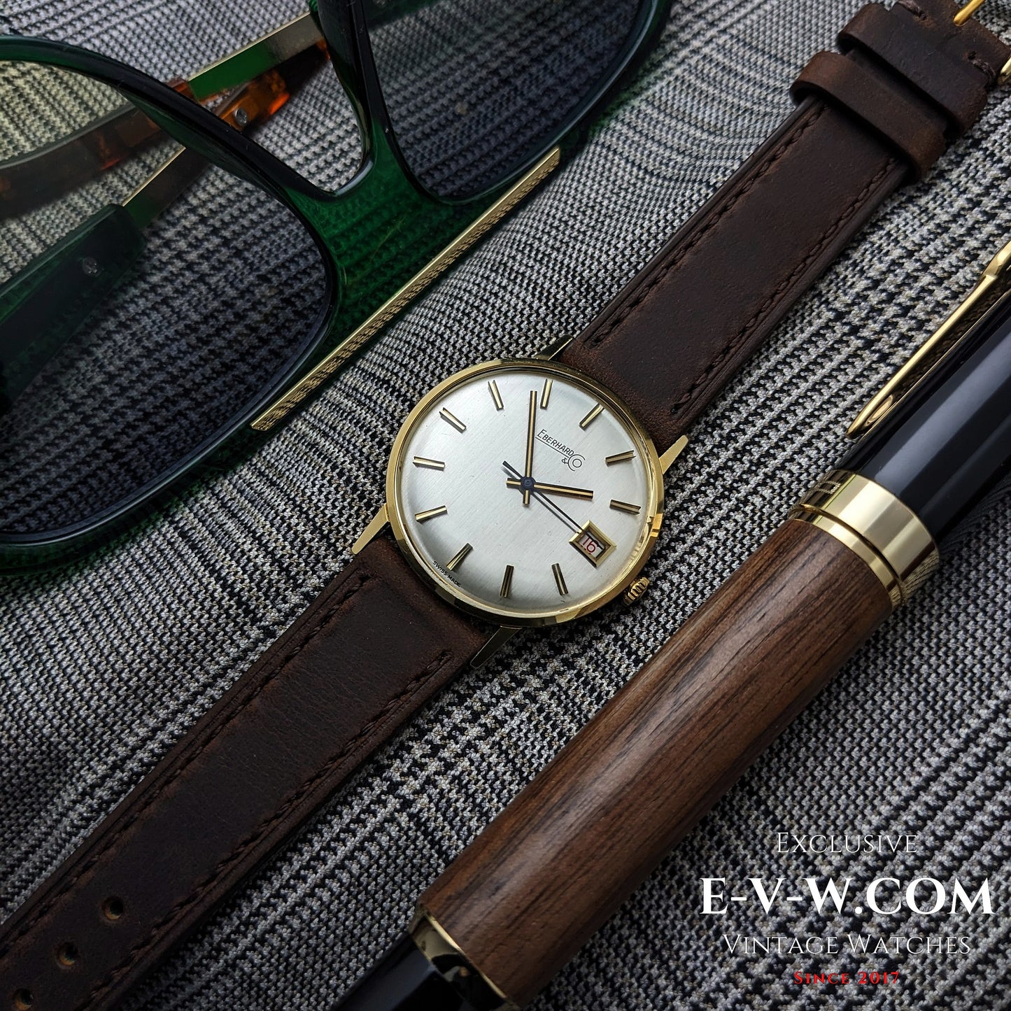 1960s Eberhard & Co 18k Gold Dress Watch | Rare Roulette Date Indicator | Cal. 236-129 |