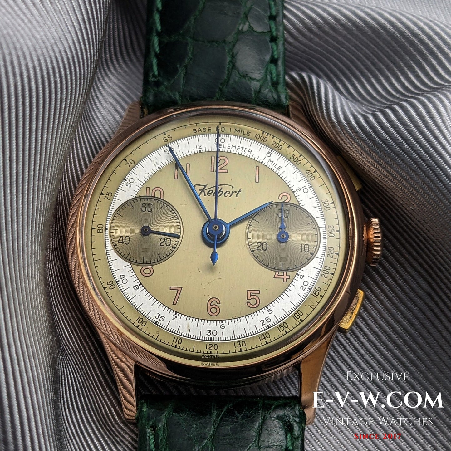 Kelbert Chronograph 18ct Rose Gold 1940s Watch / Serviced