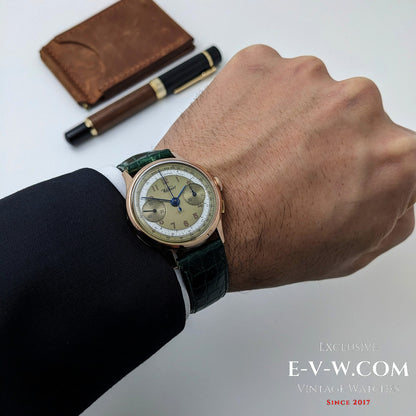 Kelbert Chronograph 18ct Rose Gold 1940s Watch / Serviced