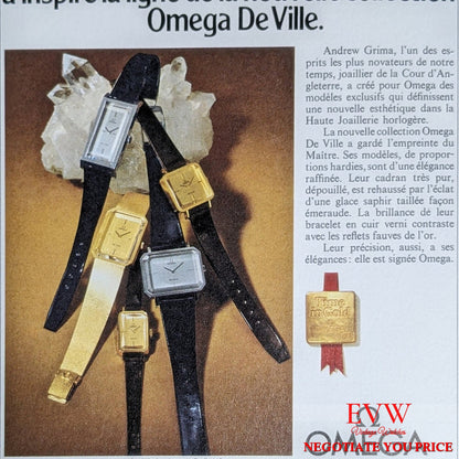 56 Years Old Vintage OmeganUnique Emerald Cut Sapphire Crystal "collection of Andrew Grim" /  Vintage 1968