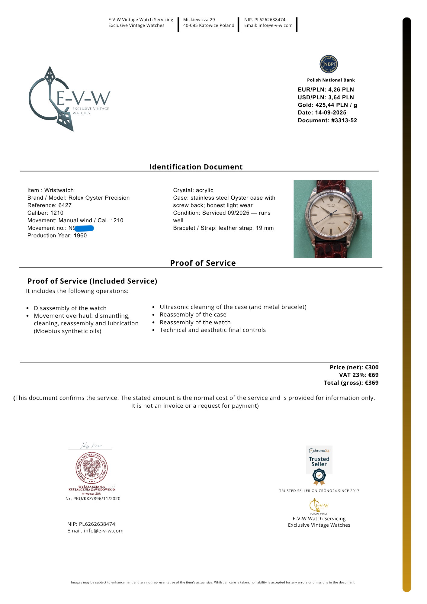 A classic early-1960s Rolex Oyster Precision non lume | Ref. 6427 | Cal. 1210 | Vintage 1960s | Serviced