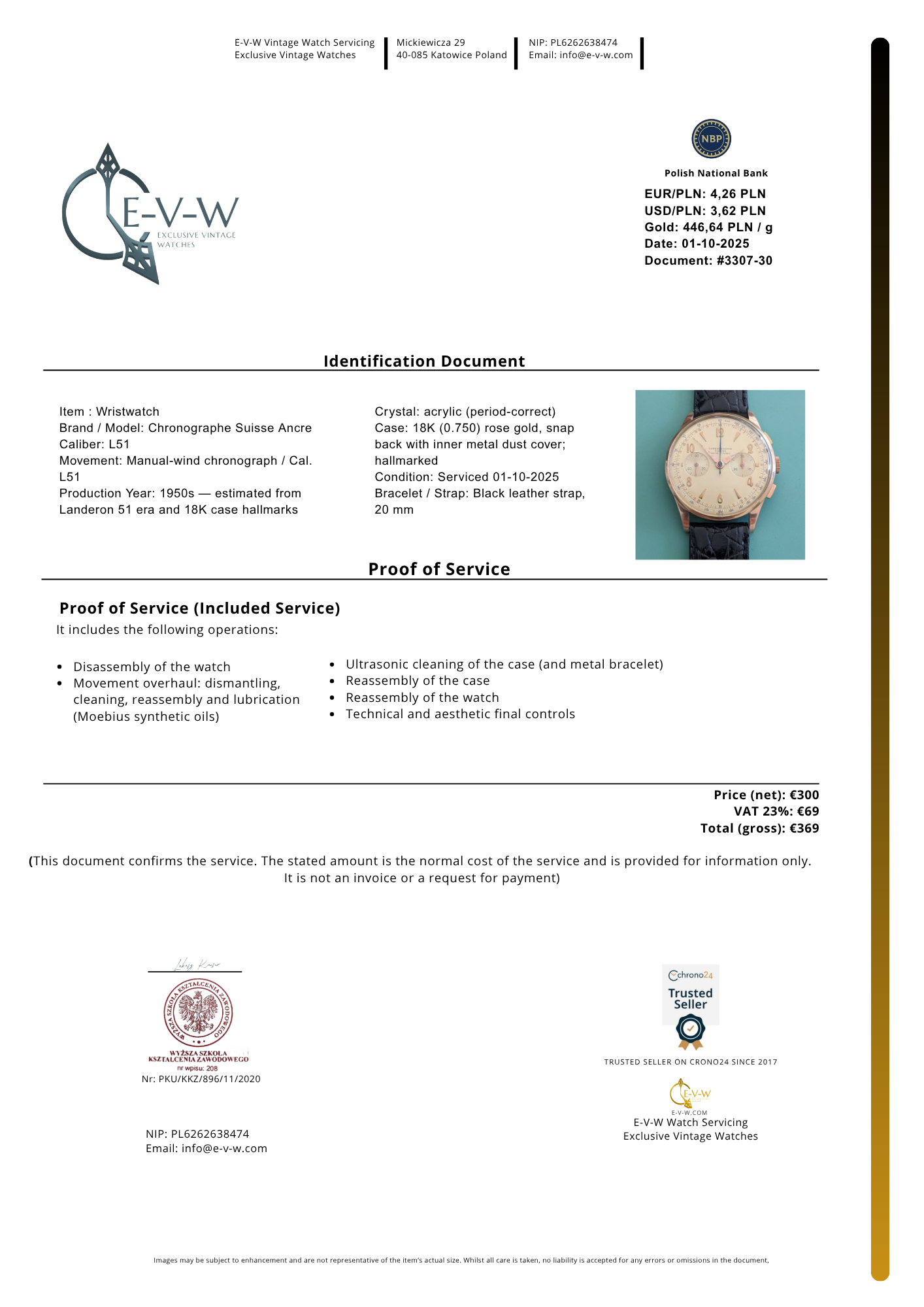 18ct Gold Chronographe Suisse | Jumbo 38mm |  Cal. Landeron 51 | Vintage 1950 | Serviced