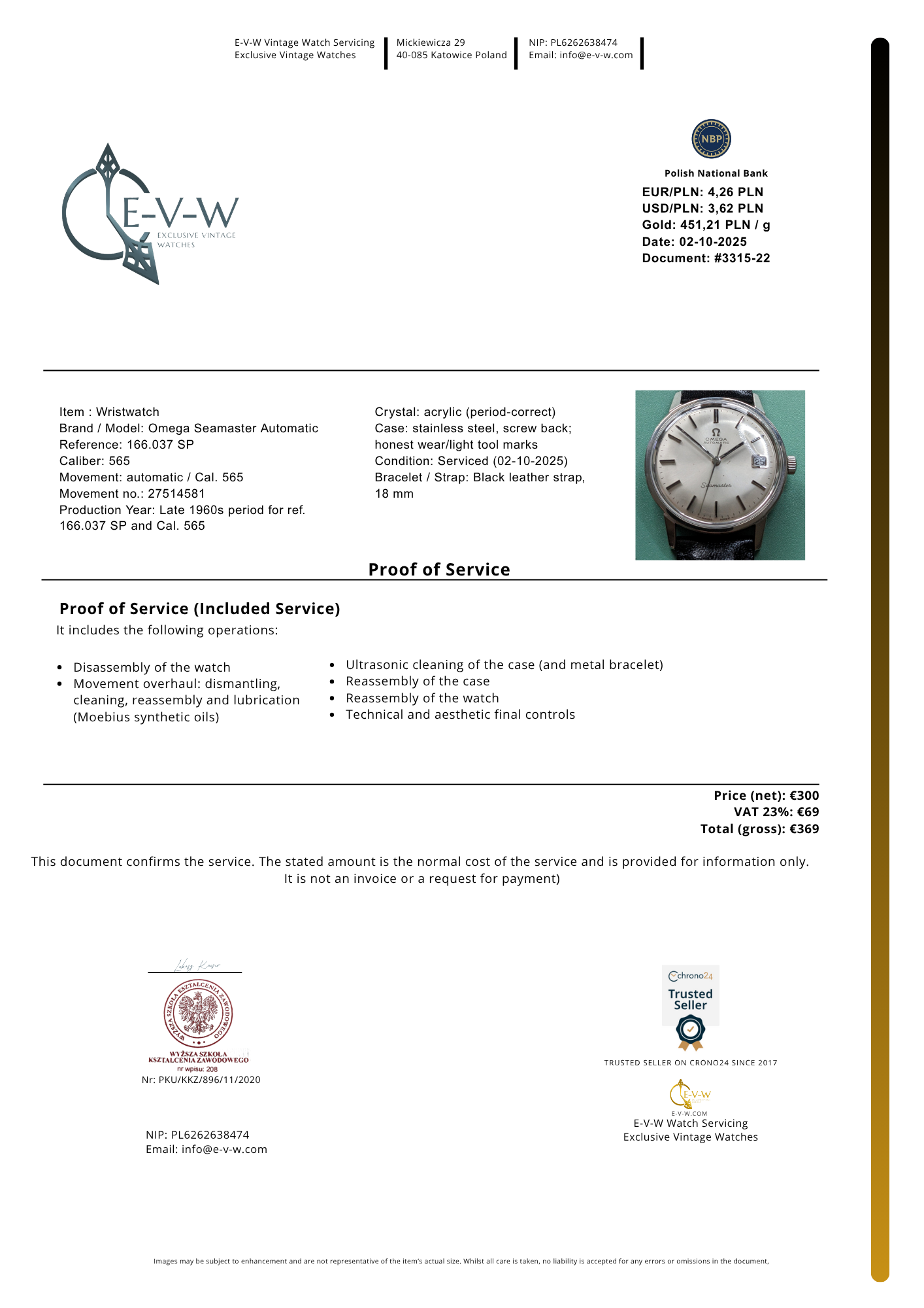 1960s Omega Seamaster Automatic | Ref. 166.037 SP | Cal. 565 | Vintage 1968 | Serviced