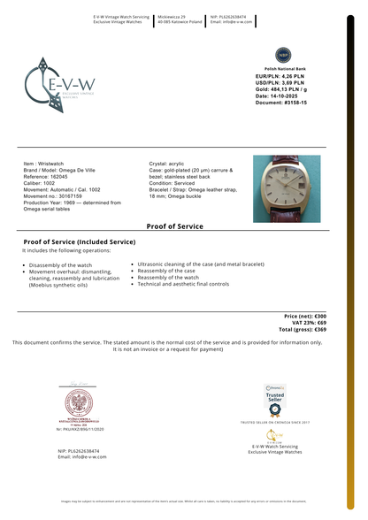 56 Years Old Omega De Ville Automatic | Ref. 162045 | Cal. 1002 | Vintage 1969 | Serviced