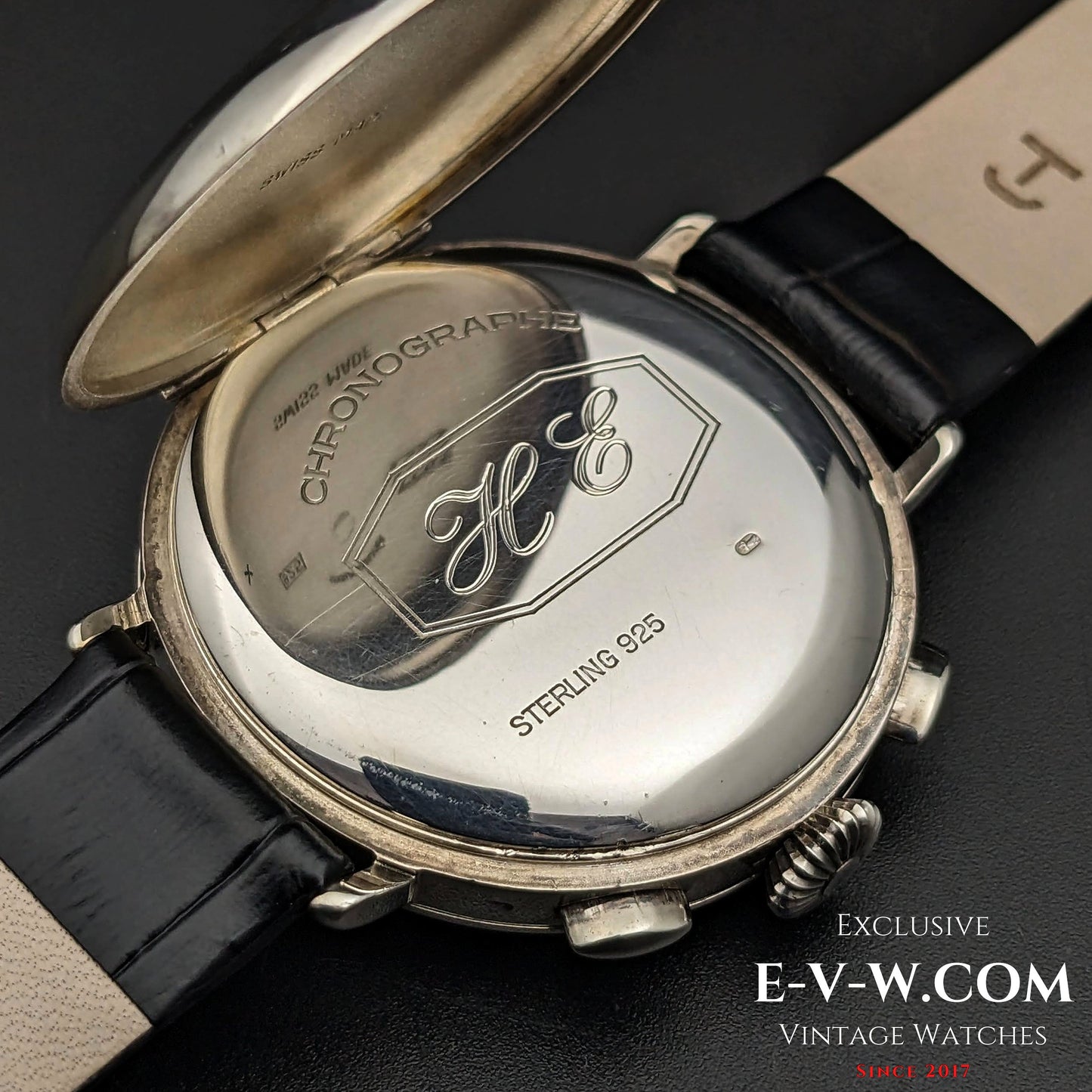 RARE 1987 Eberhard Chronographe Anniversary, Legendary Cal. 310-8 14" Sterling Silver Limited Edition/ Jumbo 38mm