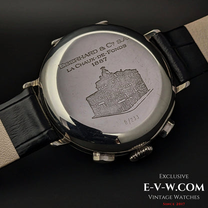 RARE 1987 Eberhard Chronographe Anniversary, Legendary Cal. 310-8 14" Sterling Silver Limited Edition/ Jumbo 38mm