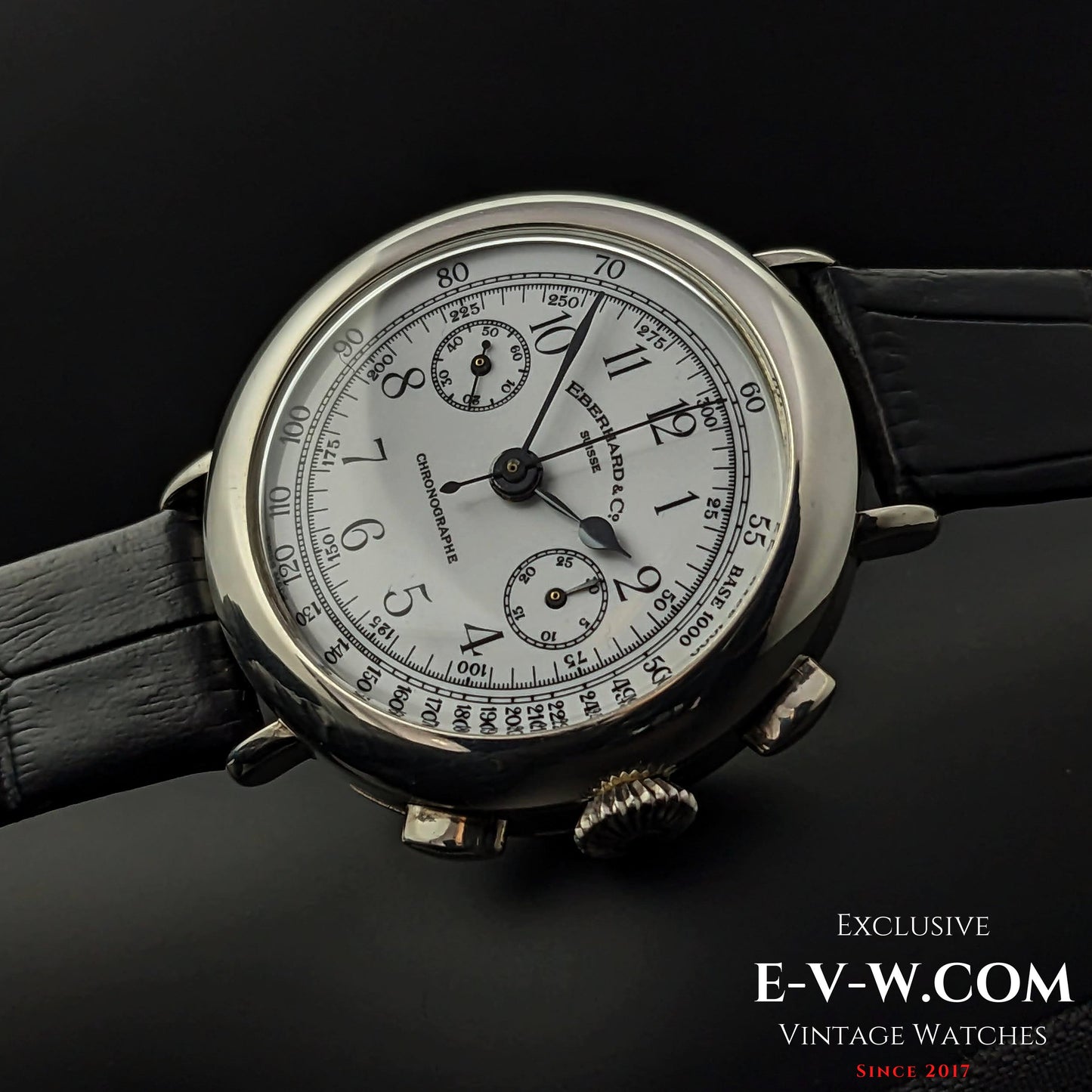 RARE 1987 Eberhard Chronographe Anniversary, Legendary Cal. 310-8 14" Sterling Silver Limited Edition/ Jumbo 38mm