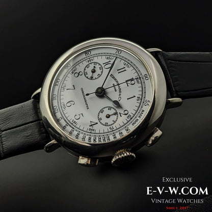 RARE 1987 Eberhard Chronographe Anniversary, Legendary Cal. 310-8 14" Sterling Silver Limited Edition/ Jumbo 38mm
