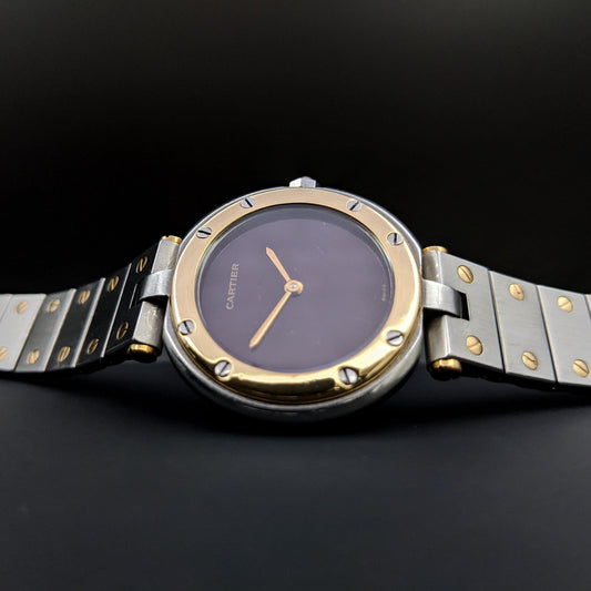 Cartier Santos Ronde Rare Burgundy Spider Dial Gold 18k -Steel