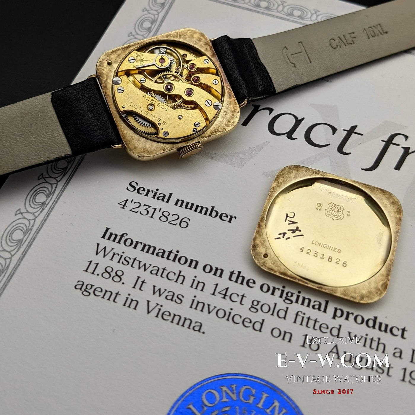 Longines Antique Art Deco 14k Gold from 1926 / Extract from the Longines Archives / Fully Serviced