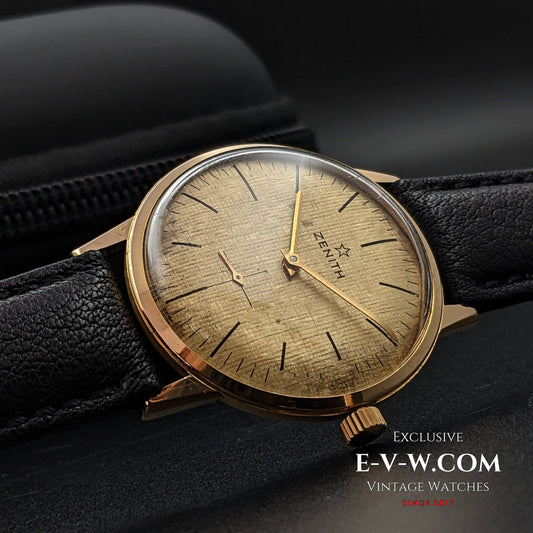 Zenith Unique 18k Sold Gold / Guilloche Dial / Cal 2531 / Vintage 1960s