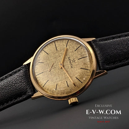 Zenith Unique 18k Sold Gold / Guilloche Dial / Cal 2531 / Vintage 1960s / Fully Serviced