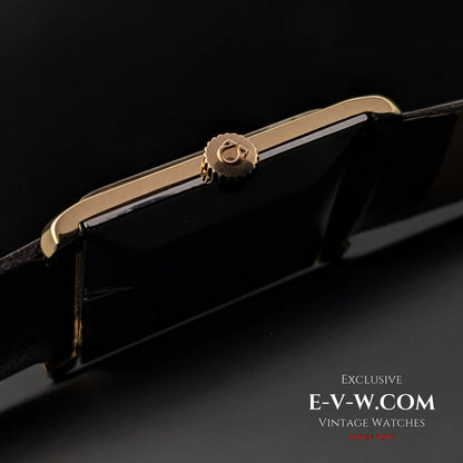 Omega Bordeaux Square Gold Plaque from 1960s / Fully Serviced