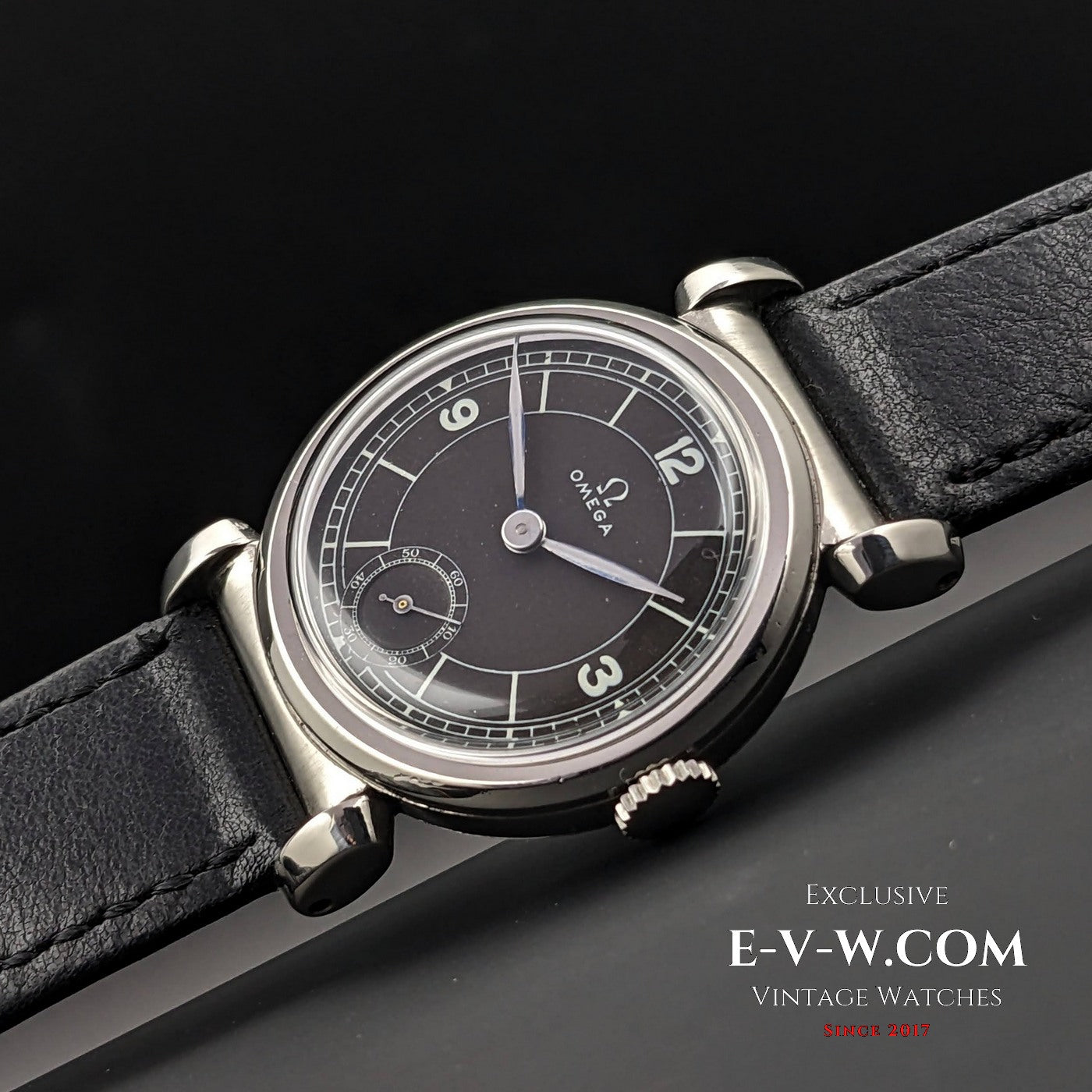 Omega Rare Vintage 1935 Scarab Art Deco / Black dial / cal 26.5 SOB T2