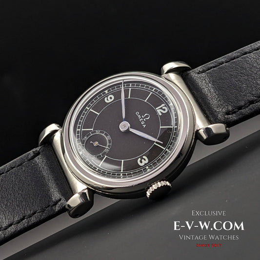 Omega Rare Vintage 1935 Scarab Art Deco / Black dial / cal 26.5 SOB T2