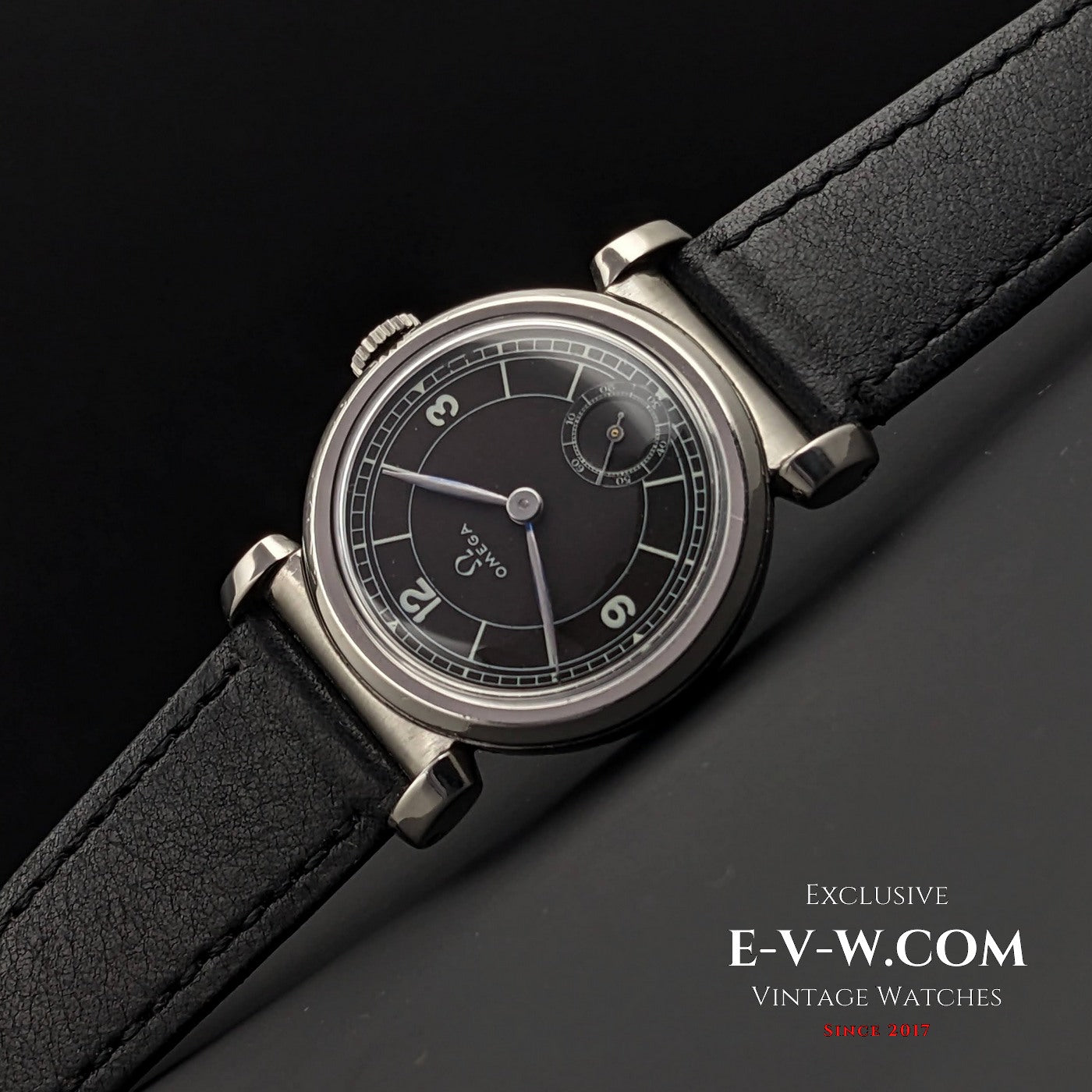 Omega Rare Vintage 1935 Scarab Art Deco / Black dial / cal 26.5 SOB T2 / Fully Serviced