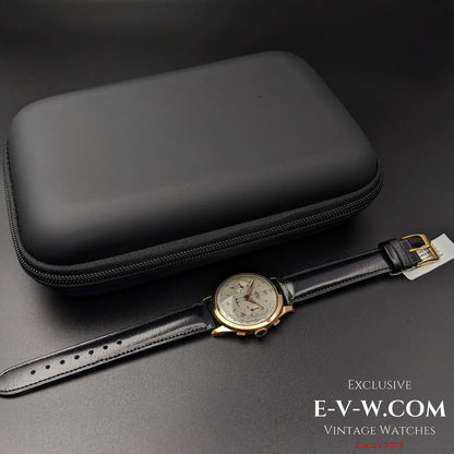 Unique Astrolux Antimagnetic Chronograph 18K 750 solid gold  / Jumbo 38 mm / Rare cal. Valjoux 92 / Vintage 1950s